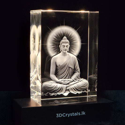 Lord Buddha Sacred 3D Crystal with Multicolor Light Base
