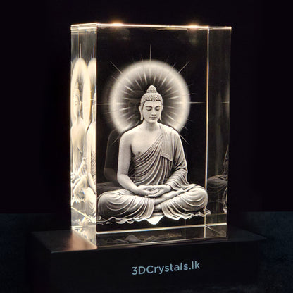 Lord Buddha Sacred 3D Crystal with Multicolor Light Base