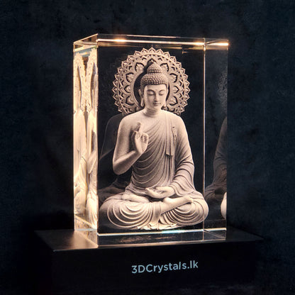 Lord Buddha Sacred 3D Crystal with Multicolor Light Base