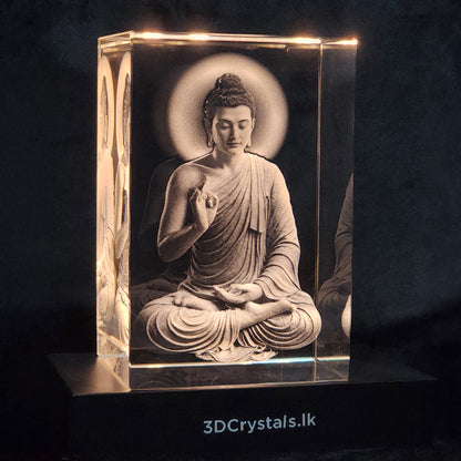 Lord Buddha Sacred 3D Crystal with Multicolor Light Base